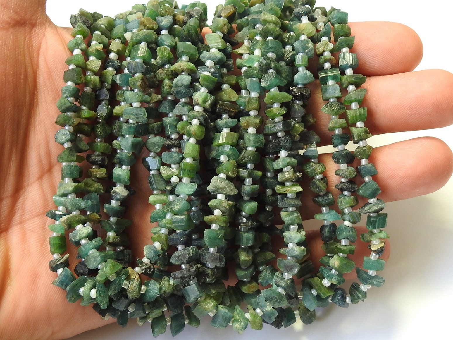 Green Tourmaline Natural Crystal Rough Beads,Chips,Uncut,Nuggets,Anklets,14Inchs Strand 6X3To4X3MM Approx,Wholesaler,Supplies,RB2 | Save 33% - Rajasthan Living 13