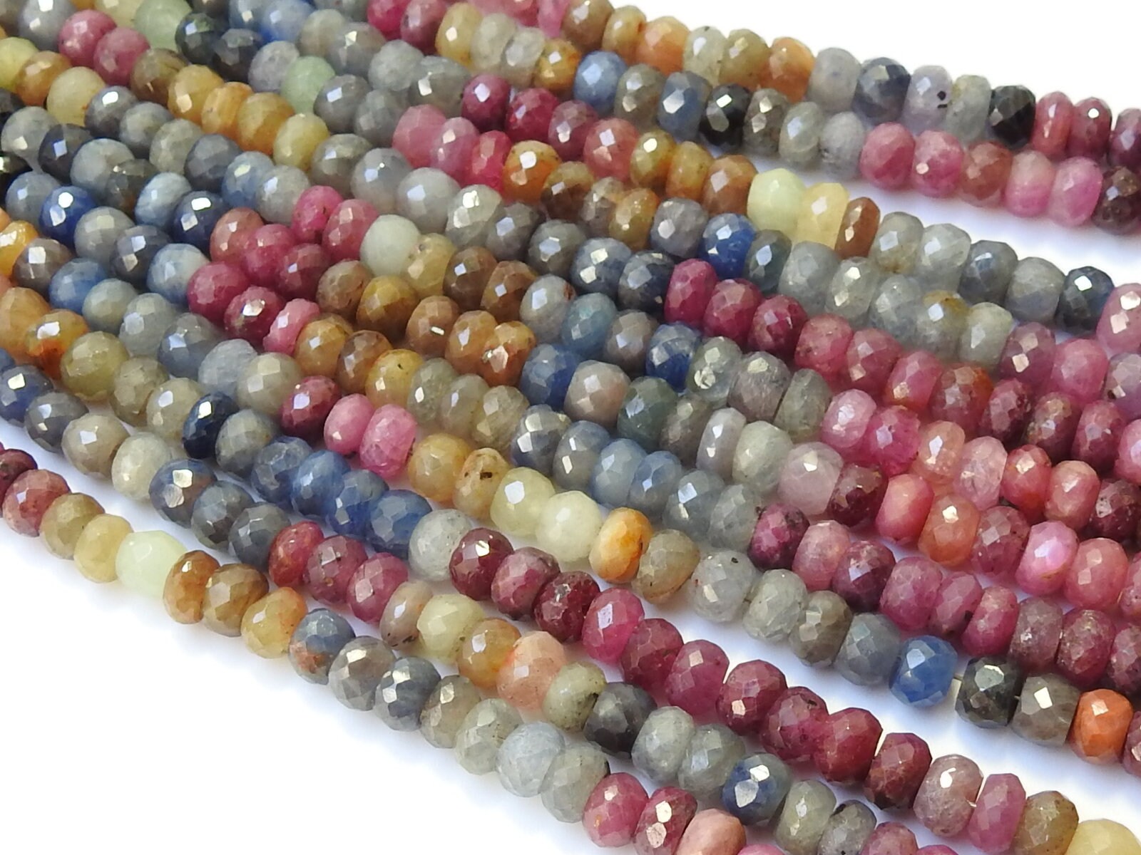 100%Natural,Sapphire Faceted Roundel Bead,Multi Shaded,Loose Stone,Necklace,For Making Jewelry,Wholesaler,Supplies,16Inch Strand PME(B13) | Save 33% - Rajasthan Living 16