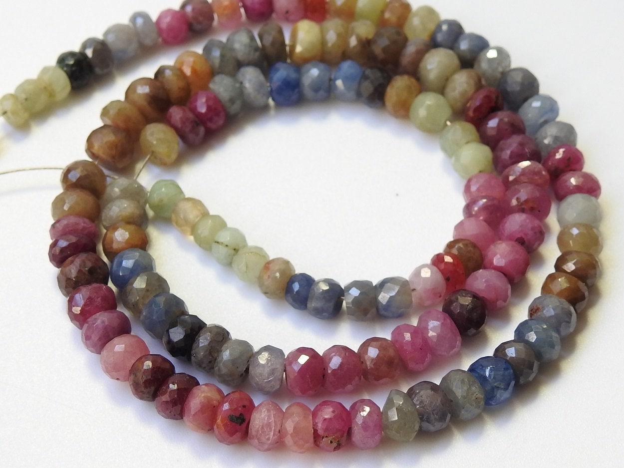 100%Natural,Sapphire Faceted Roundel Bead,Multi Shaded,Loose Stone,Necklace,For Making Jewelry,Wholesaler,Supplies,16Inch Strand PME(B13) | Save 33% - Rajasthan Living 17