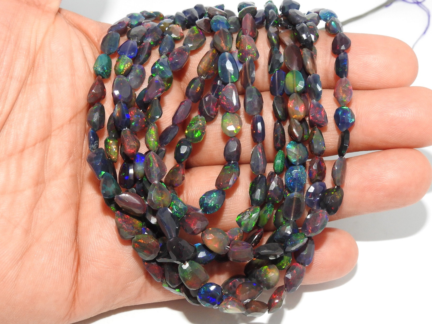 Ethiopian Black Opal Faceted Tumble,Nugget,Multi Flashy Fire,Loose Stone,Loose Bead,Wholesaler,Supplies 12Inch Strand 100%Natural (pme)EO2 | Save 33% - Rajasthan Living 14