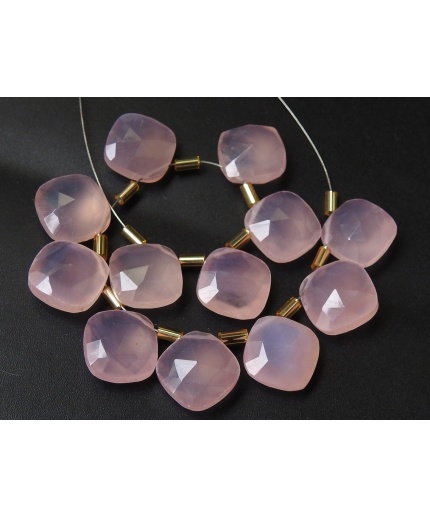 Pink Rose Chalcedony Faceted Cushions,Square Shape Bead,Teardrop,Drop,Briolette,Wholesaler,Supplies,12X12MM Pair  PME-CY1 | Save 33% - Rajasthan Living