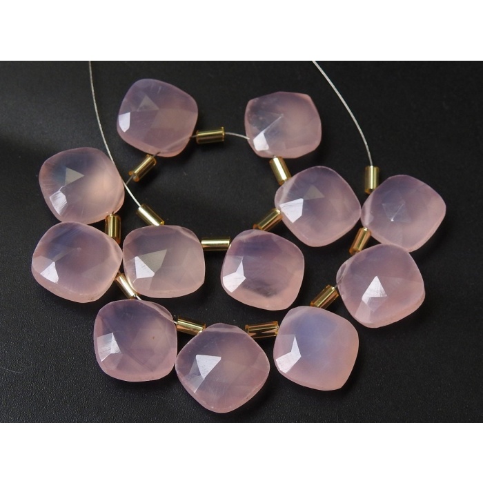 Pink Rose Chalcedony Faceted Cushions,Square Shape Bead,Teardrop,Drop,Briolette,Wholesaler,Supplies,12X12MM Pair  PME-CY1 | Save 33% - Rajasthan Living 5