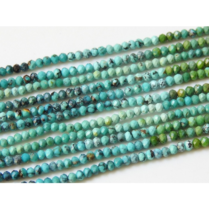 Arizona Turquoise Micro Faceted Roundel Beads,Multi Shaded,Loose Stone,Wholesaler,Supplies,13Inch 2MM Approx,100%Natural PME-B2 | Save 33% - Rajasthan Living 7