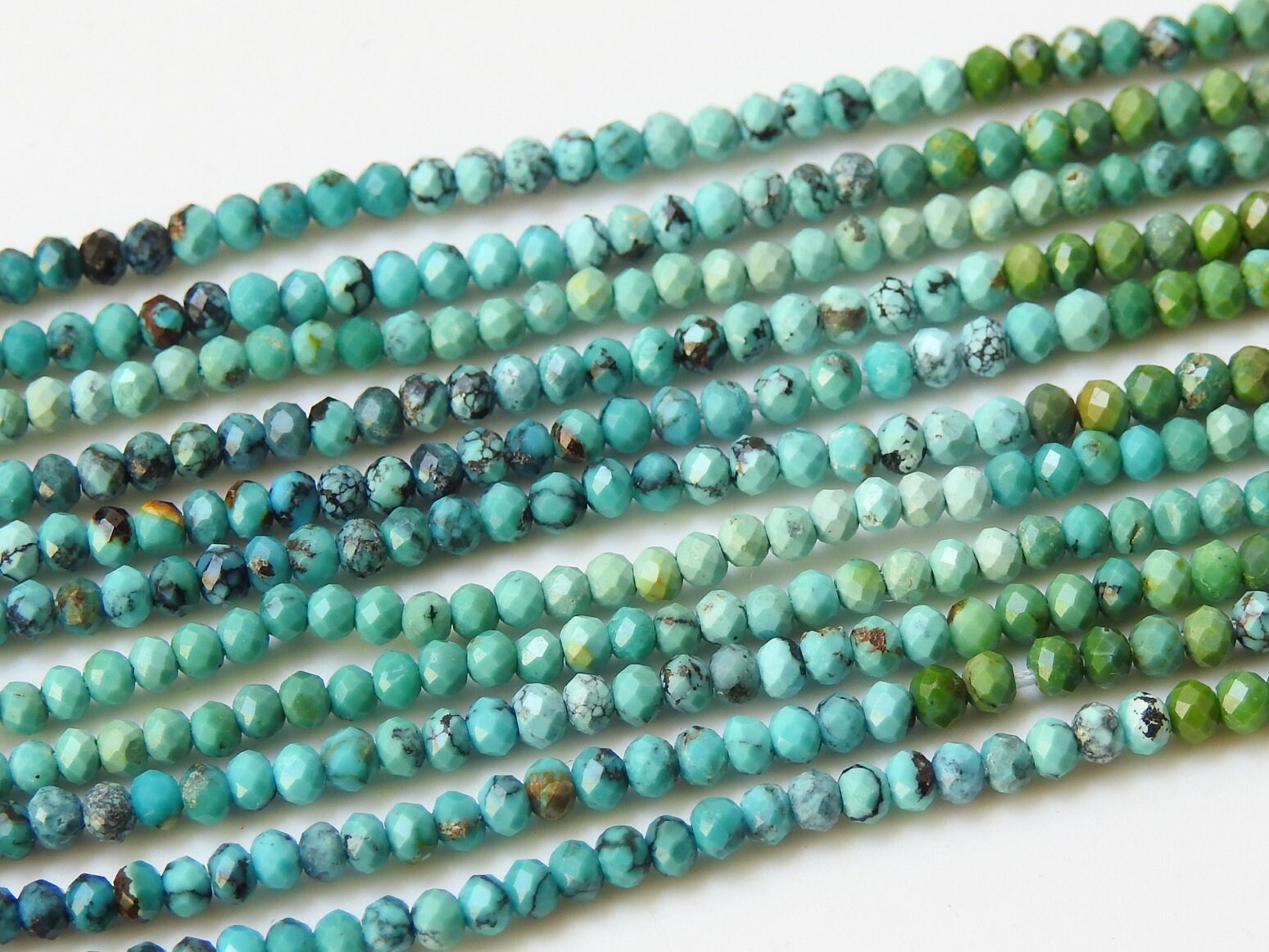 Arizona Turquoise Micro Faceted Roundel Beads,Multi Shaded,Loose Stone,Wholesaler,Supplies,13Inch 2MM Approx,100%Natural PME-B2 | Save 33% - Rajasthan Living 13