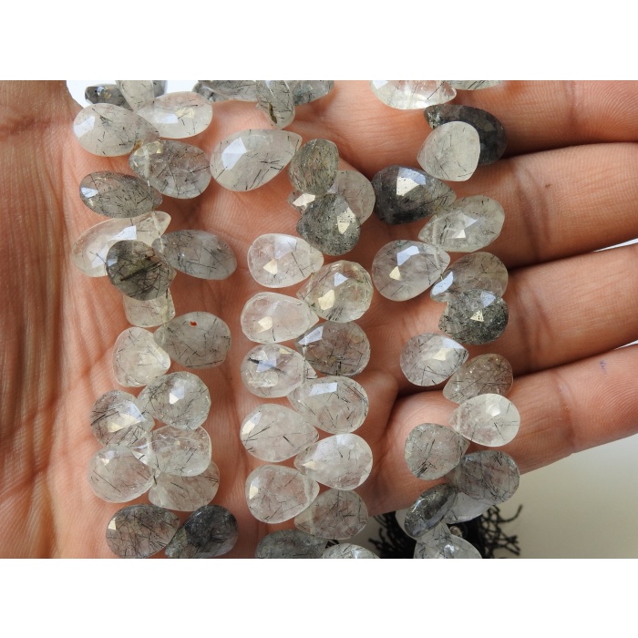 7Inch Strand Natural Black Rutile Quartz Faceted Teardrops 17X11 To 12X9 MM Approx Wholesale Price New Arrival (PME)BR7 | Save 33% - Rajasthan Living 6