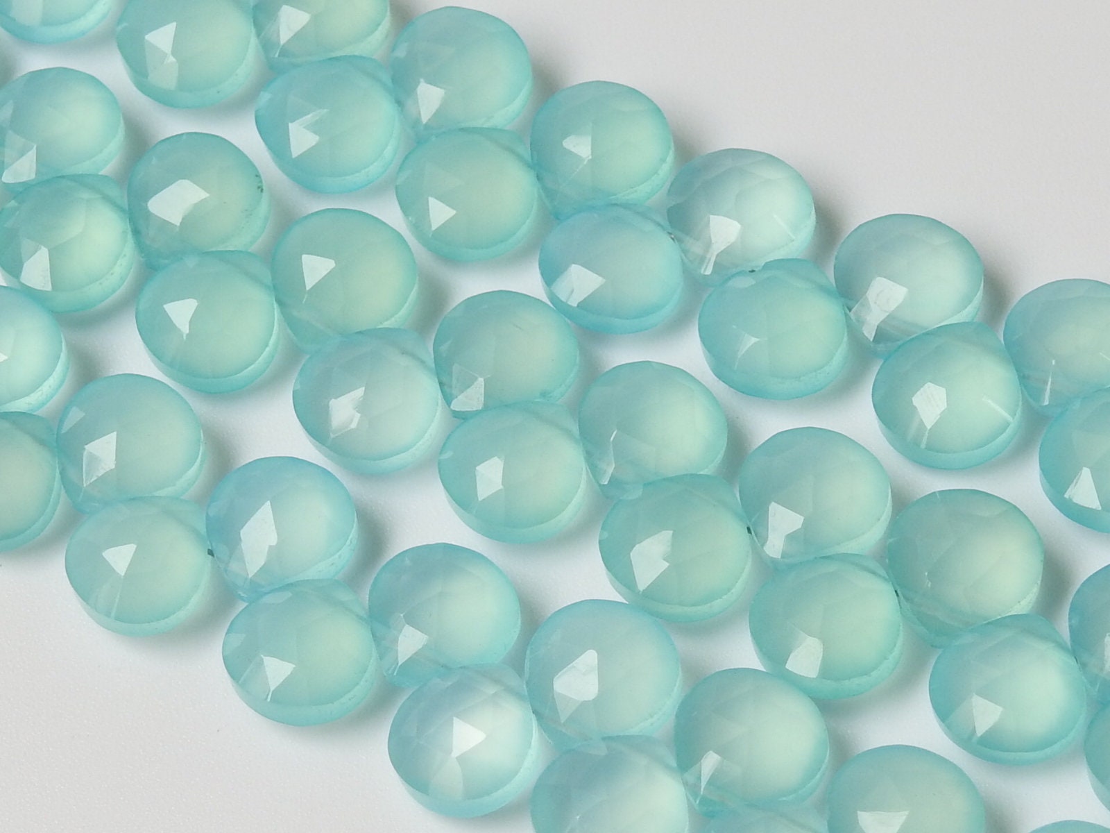 Aqua Blue Chalcedony Faceted Hearts,Teardrop,Drop,Loose Stone,Handmade,Earrings Pair,For Making Jewelry 4Inch Strand 8X8 MM Approx (pme)CY2 | Save 33% - Rajasthan Living 16