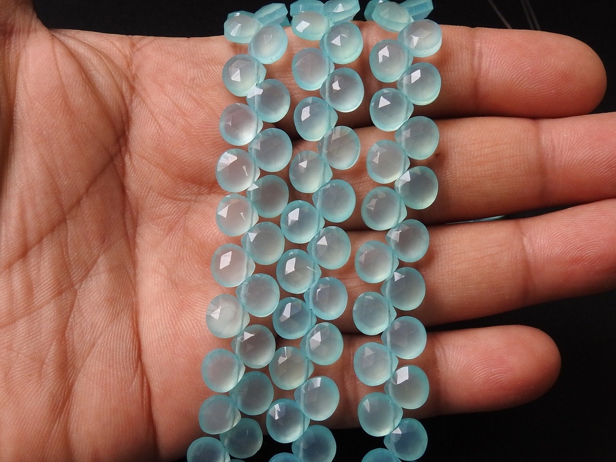 Aqua Blue Chalcedony Faceted Hearts,Teardrop,Drop,Loose Stone,Handmade,Earrings Pair,For Making Jewelry 4Inch Strand 8X8 MM Approx (pme)CY2 | Save 33% - Rajasthan Living 19