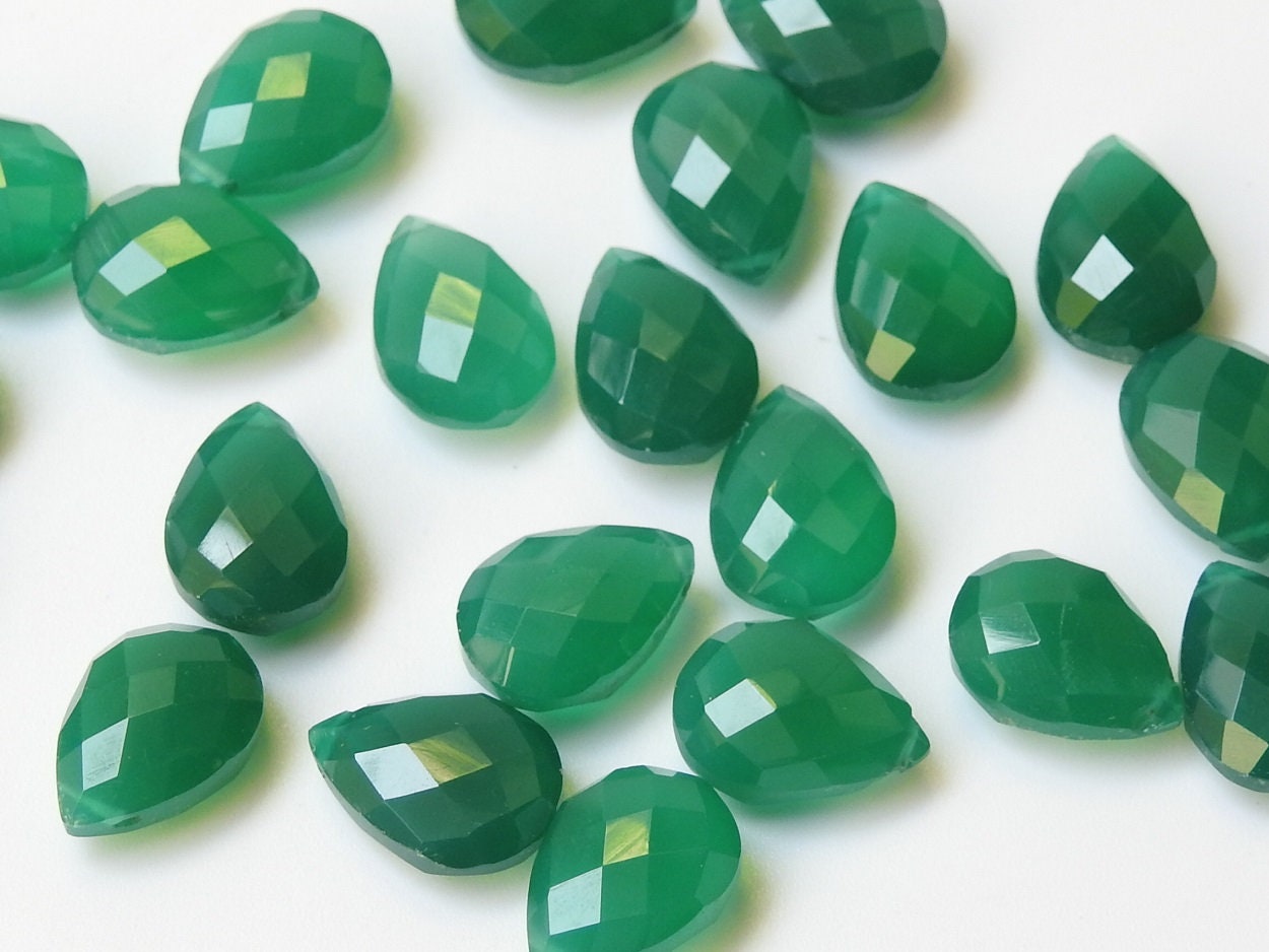 14X10MM Matched Pair,Green Onyx Faceted Teardrops,Drops,Loose Stone,Handmade Bead,Wholesale Price,New Arrivals PME-CY1 | Save 33% - Rajasthan Living 13