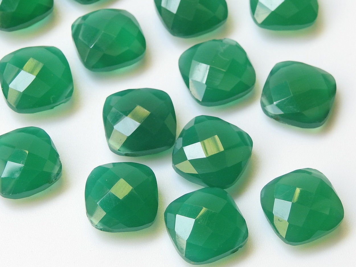 12X12MM Pair,Green Onyx Faceted Cushions,Square Shape Briolette,Teardrop,Loose Stone,Earrings Jewelry,Wholesaler,Supplies PME-CY1 | Save 33% - Rajasthan Living 18