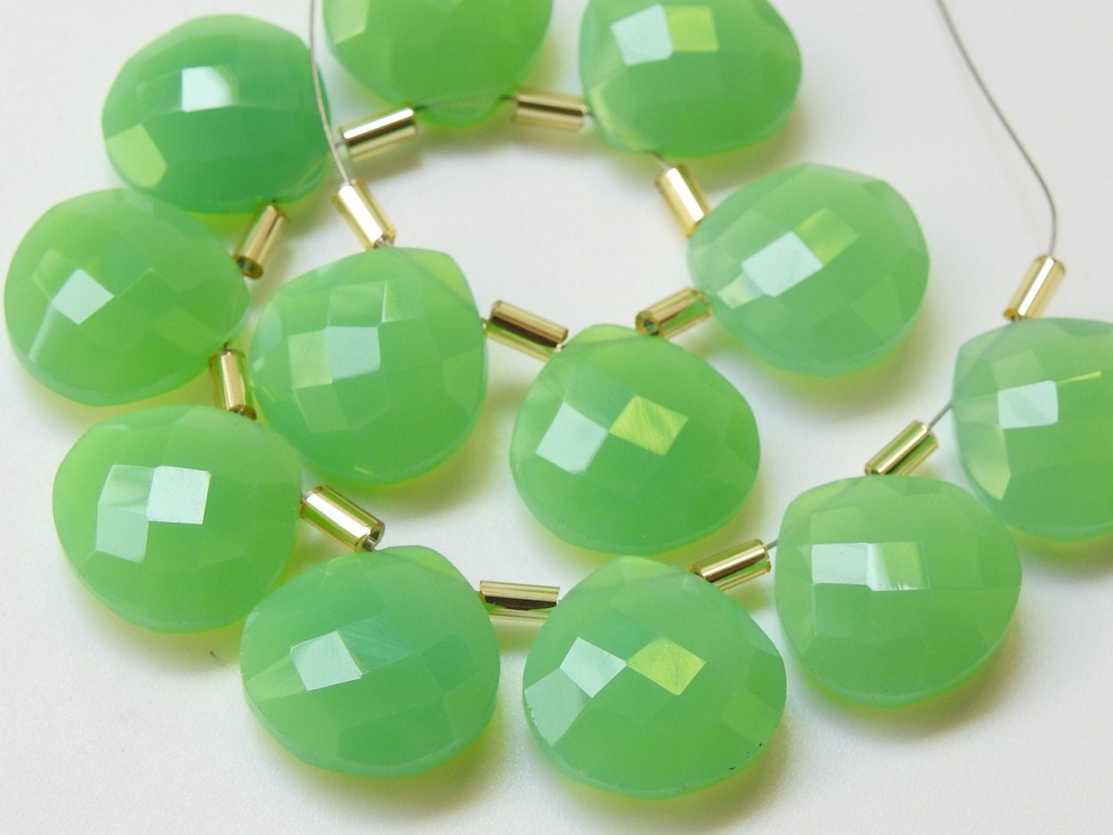 Chrysoprase Green Chalcedony Faceted Heart,Teardrop,Drops,Briolettes,Wholesaler,Supplies,14X14MM Approx PME-CY1 | Save 33% - Rajasthan Living 17