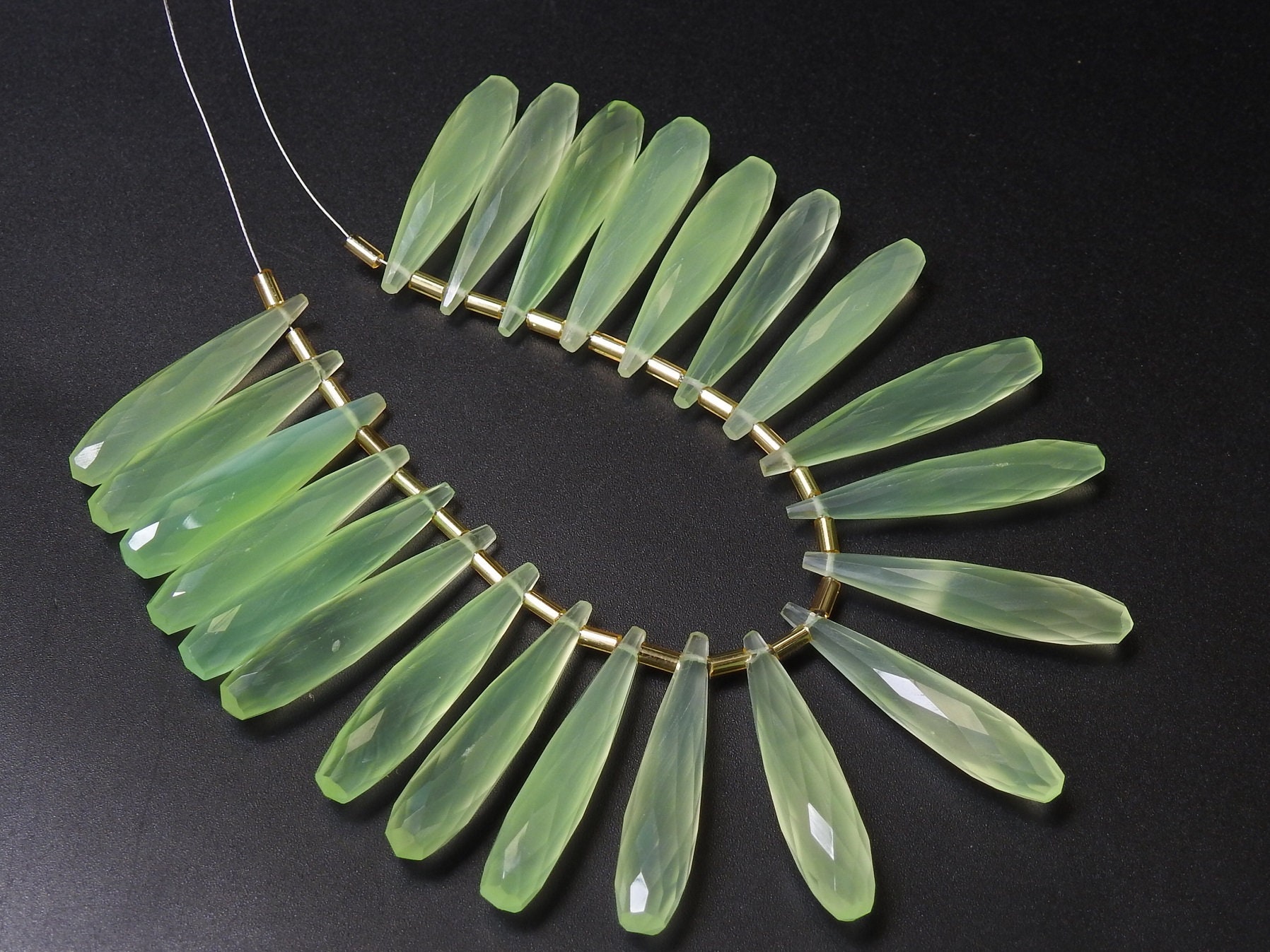 Prehnite Green Chalcedony Faceted Elongated Drop,Teardrop,Handmade,For Making Jewelry,Wholesaler,Supplies,35MM Long Approx PME-CY1 | Save 33% - Rajasthan Living 15