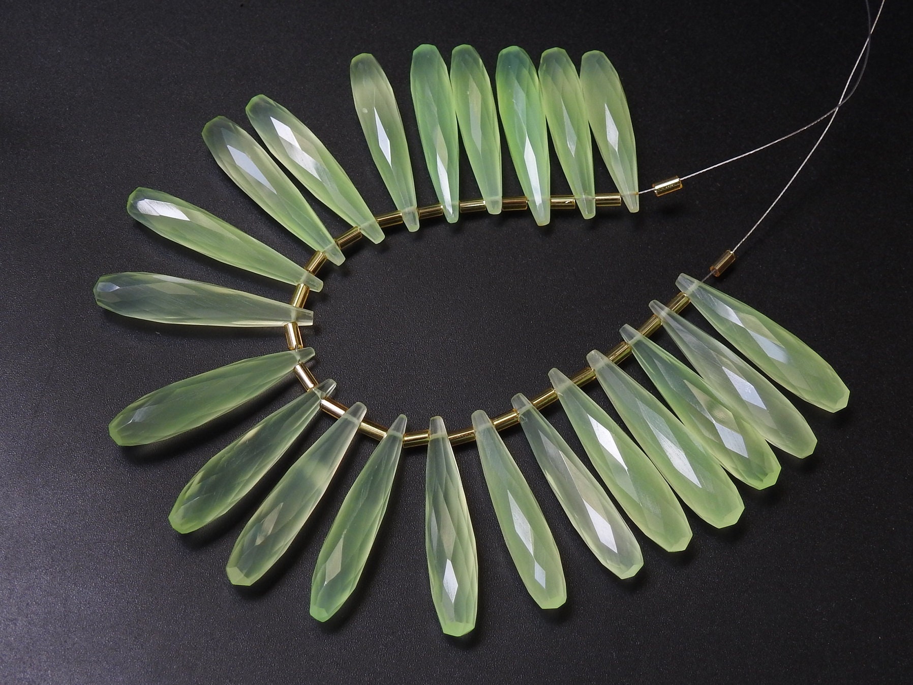 Prehnite Green Chalcedony Faceted Elongated Drop,Teardrop,Handmade,For Making Jewelry,Wholesaler,Supplies,35MM Long Approx PME-CY1 | Save 33% - Rajasthan Living 16