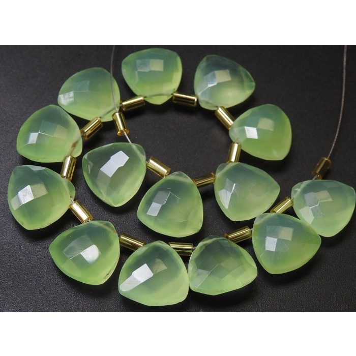 Prehnite Green Chalcedony Faceted Trillions,Triangle Shape Briolette,Teardrop,Drop,Loose Stone,Wholesaler,Supplies,12X12MM Pair,PME-CY1 | Save 33% - Rajasthan Living 6