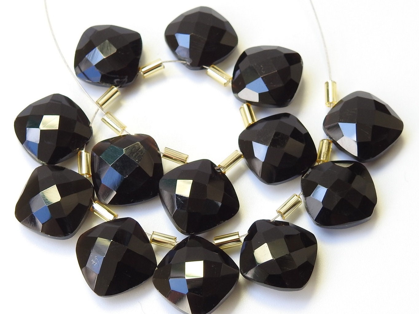 Black Onyx Cushion,Square,Faceted,Briolette,Earrings Pair,Handmade,Loose Bead,For Making Jewelry,Wholesaler,Supplies 12X12MM Approx PME-CY2 | Save 33% - Rajasthan Living 13