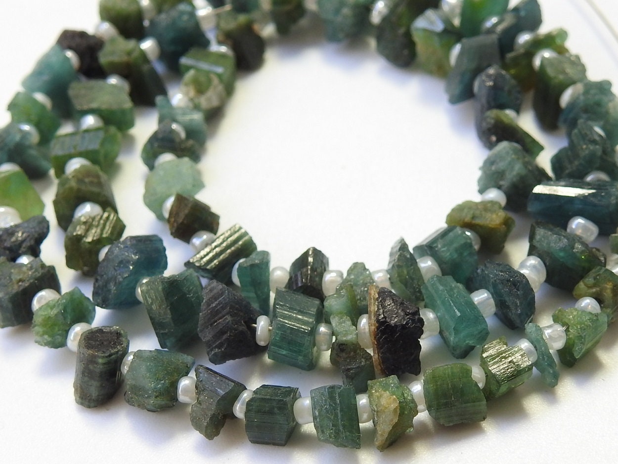 Green Tourmaline Natural Crystal Rough Beads,Chips,Uncut,Nuggets,Anklets,14Inchs Strand 6X3To4X3MM Approx,Wholesaler,Supplies,RB2 | Save 33% - Rajasthan Living 17
