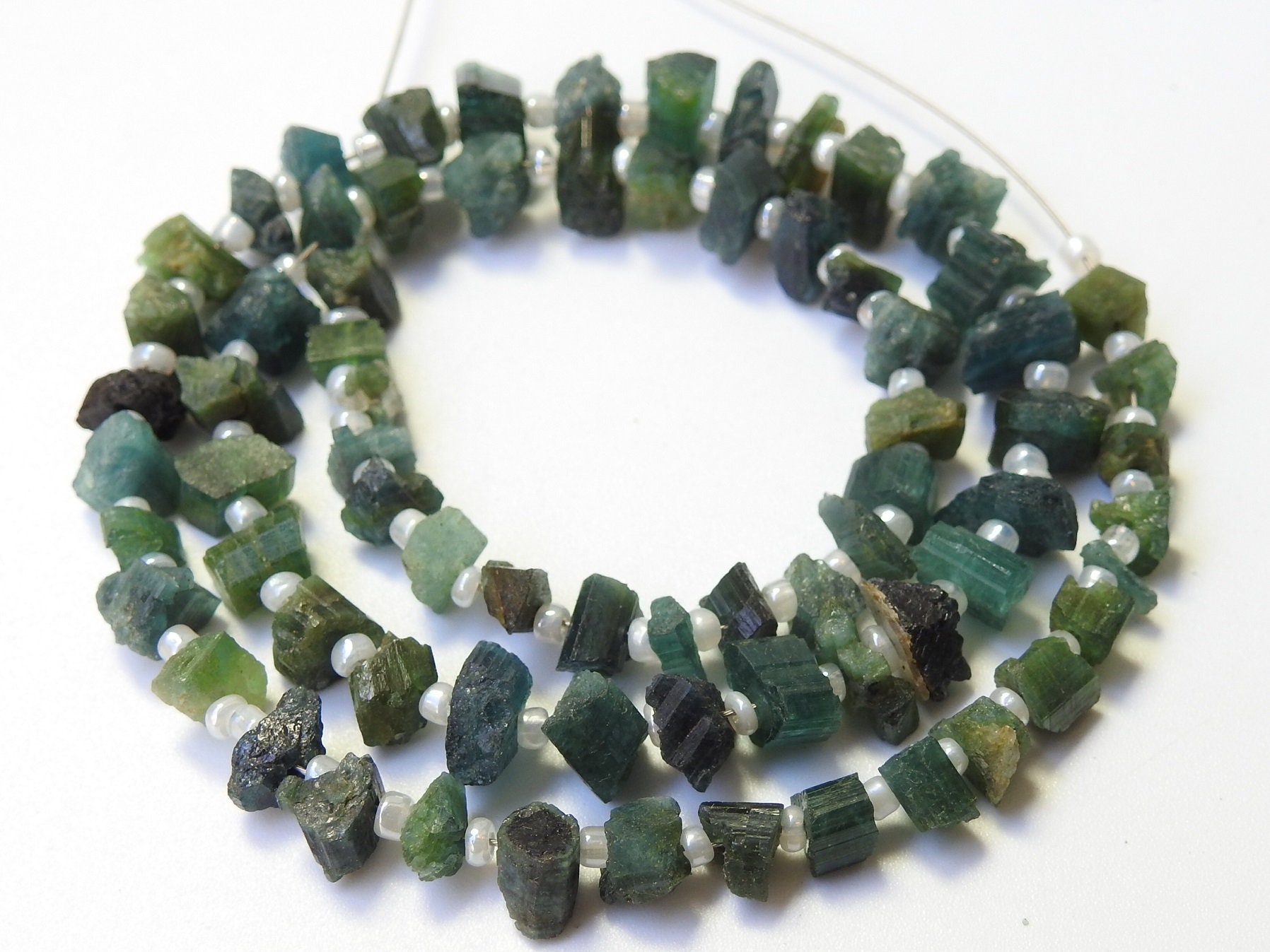 Green Tourmaline Natural Crystal Rough Beads,Chips,Uncut,Nuggets,Anklets,14Inchs Strand 6X3To4X3MM Approx,Wholesaler,Supplies,RB2 | Save 33% - Rajasthan Living 14