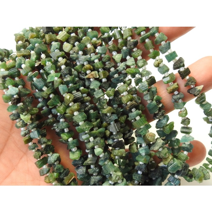 Green Tourmaline Natural Crystal Rough Beads,Chips,Uncut,Nuggets,Anklets,14Inchs Strand 6X3To4X3MM Approx,Wholesaler,Supplies,RB2 | Save 33% - Rajasthan Living 9