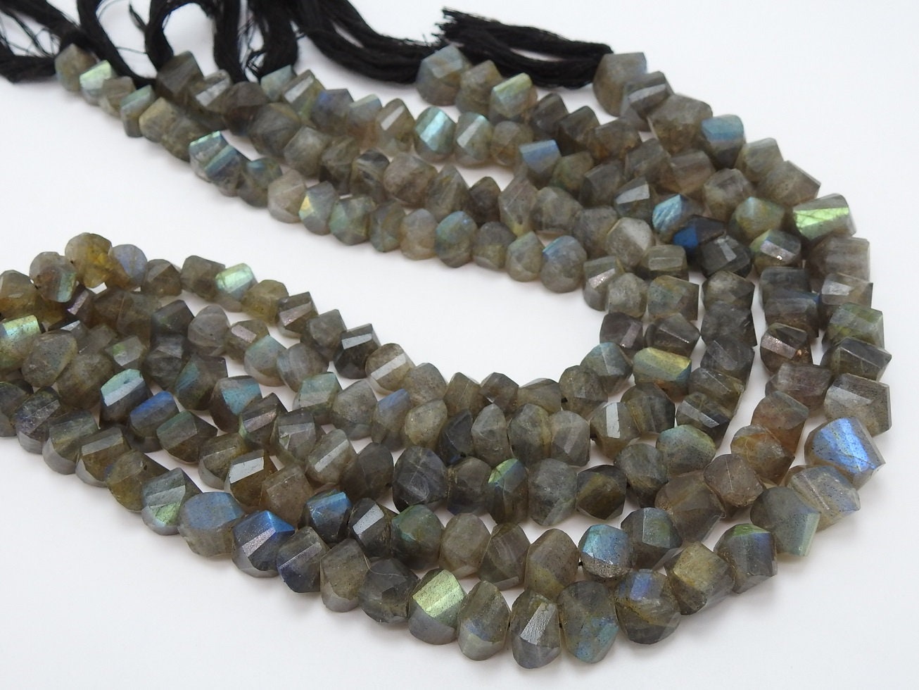 Labradorite Twisted Beads,Faceted,Roundel,Loose Stone,Multi Flashy Fire,10Inchs 10X10To7X7MM Approx,Wholesaler,Supplies,100%Natural B12 | Save 33% - Rajasthan Living 17