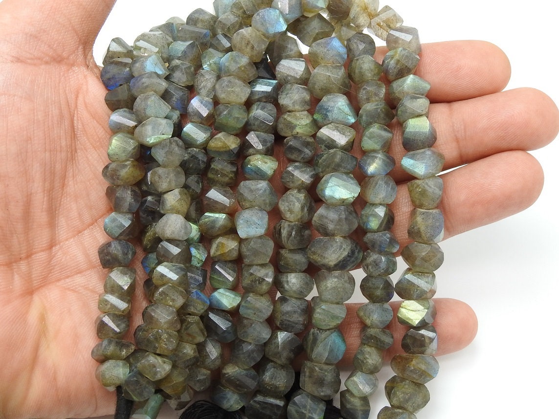 Labradorite Twisted Beads,Faceted,Roundel,Loose Stone,Multi Flashy Fire,10Inchs 10X10To7X7MM Approx,Wholesaler,Supplies,100%Natural B12 | Save 33% - Rajasthan Living 13