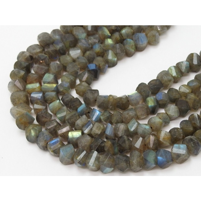 Labradorite Twisted Beads,Faceted,Roundel,Loose Stone,Multi Flashy Fire,10Inchs 10X10To7X7MM Approx,Wholesaler,Supplies,100%Natural B12 | Save 33% - Rajasthan Living 6