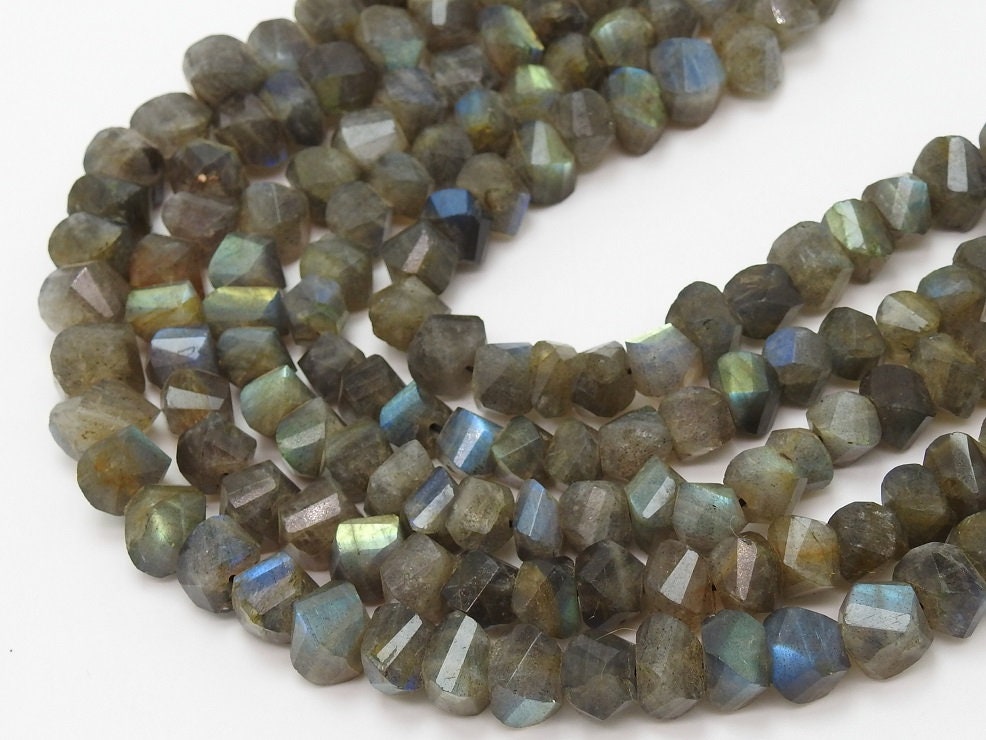Labradorite Twisted Beads,Faceted,Roundel,Loose Stone,Multi Flashy Fire,10Inchs 10X10To7X7MM Approx,Wholesaler,Supplies,100%Natural B12 | Save 33% - Rajasthan Living 12