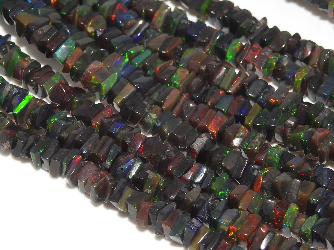 Ethiopian Black Opal Smooth Heishi,Square,Cushion Shape Bead,Multi Fire 3MM Approx Wholesale Price New Arrival PME(EO2) | Save 33% - Rajasthan Living 16