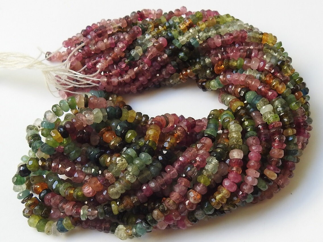 Tourmaline Faceted Roundel Bead,Multi Shaded,Loose Stone,Handmade,Necklace,Wholesaler,Supplies,New Arrival 100%Natural PME(B13) | Save 33% - Rajasthan Living 21