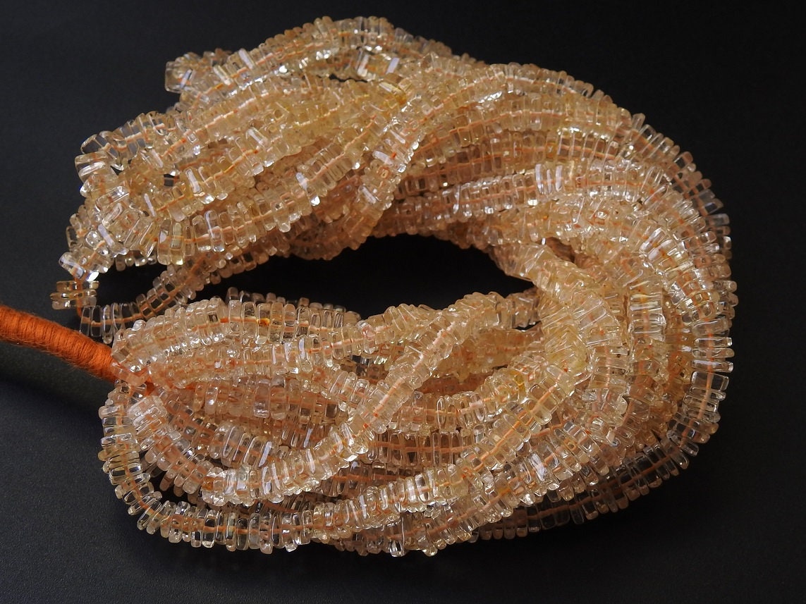 15 Inch Strand Natural Citrine Smooth Heishi Square Shape Beads Wholesale Price New Arrival (pme) H1 | Save 33% - Rajasthan Living 15