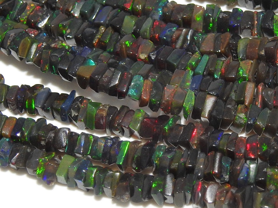 Ethiopian Black Opal Smooth Heishi,Square,Cushion Shape Bead,Multi Fire 3MM Approx Wholesale Price New Arrival PME(EO2) | Save 33% - Rajasthan Living 12