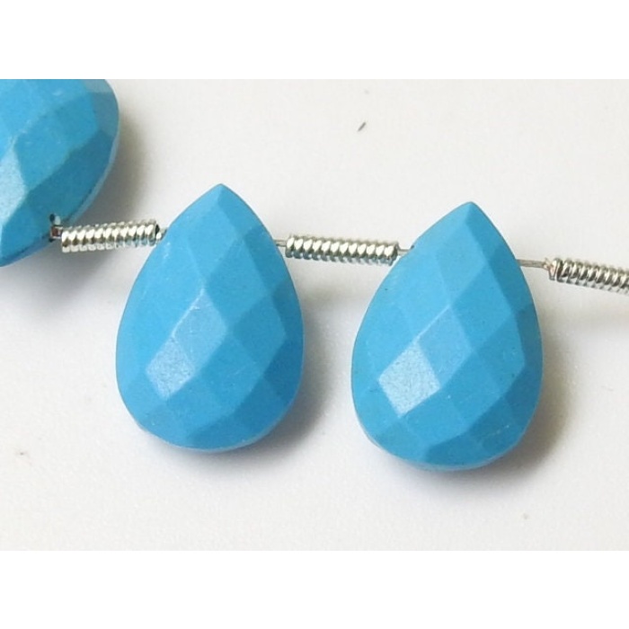 12X8 MM Approx Pair,Blue Turquoise Faceted Teardrop,Synthetic,Handmade,Loose Gemstone,For Making Jewelry,Earring PME-CY3 | Save 33% - Rajasthan Living 6