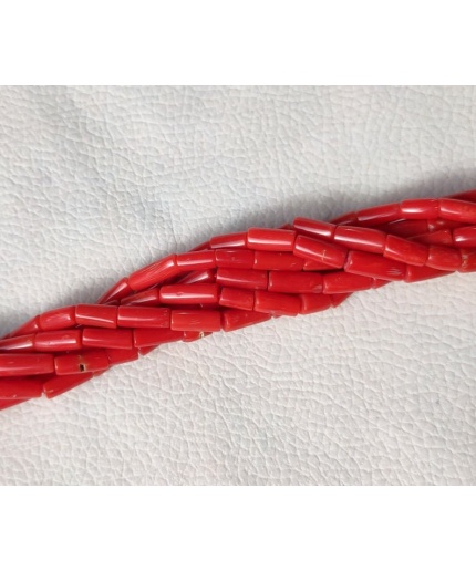 100% Natural Italian Coral Gemstone Beads, Finest Quality Beads, Well Polished Red Coral Beads Tube Shape 10×4–7×3 MM 18 Inches Strand | Save 33% - Rajasthan Living 3