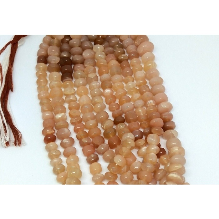 Natural Rainbow Moonstone Shaded Peach Moonstone Cabochone Roundel Beads 7 MM 100% Natural Gemstone | Save 33% - Rajasthan Living 5