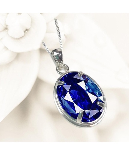 Natural certified 6.00 Carat 925 Sterling Silver Handmade Natural Blue Sapphire Pendant/Necklace For Girls And Women | Save 33% - Rajasthan Living 5