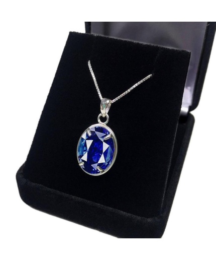 Natural certified 6.00 Carat 925 Sterling Silver Handmade Natural Blue Sapphire Pendant/Necklace For Girls And Women | Save 33% - Rajasthan Living 7