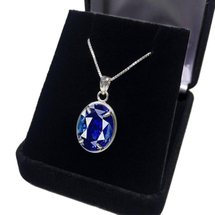 Natural certified 6.00 Carat 925 Sterling Silver Handmade Natural Blue Sapphire Pendant/Necklace For Girls And Women | Save 33% - Rajasthan Living 6