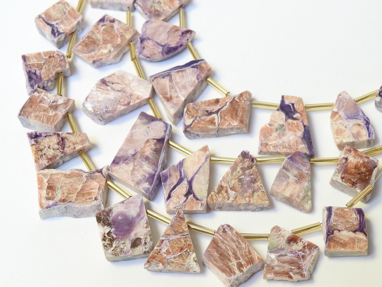 Charoite Polished Rough Slice,Slab,Stick,Loose Raw,11Pieces Strand 20X15To11X11MM Approx,Wholesaler,Supplies,100%Natural PME-R4 | Save 33% - Rajasthan Living 13