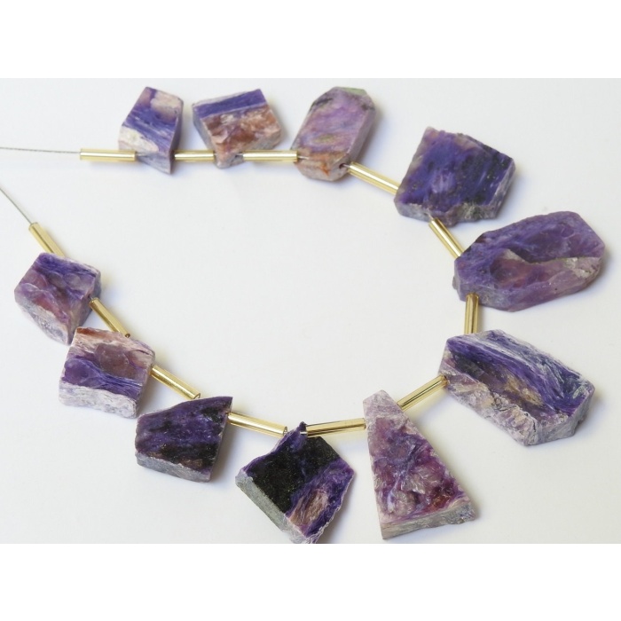 Charoite Polished Rough Slice,Slab,Stick,Loose Raw,11Piece Strand 24X11To12X12MM Approx,Wholesaler,Supplies,100%Natural PME-R4 | Save 33% - Rajasthan Living 7