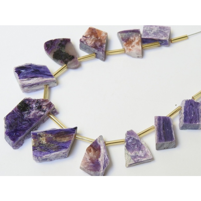 Charoite Polished Rough Slice,Slab,Stick,Loose Raw,11Piece Strand 24X11To12X12MM Approx,Wholesaler,Supplies,100%Natural PME-R4 | Save 33% - Rajasthan Living 10
