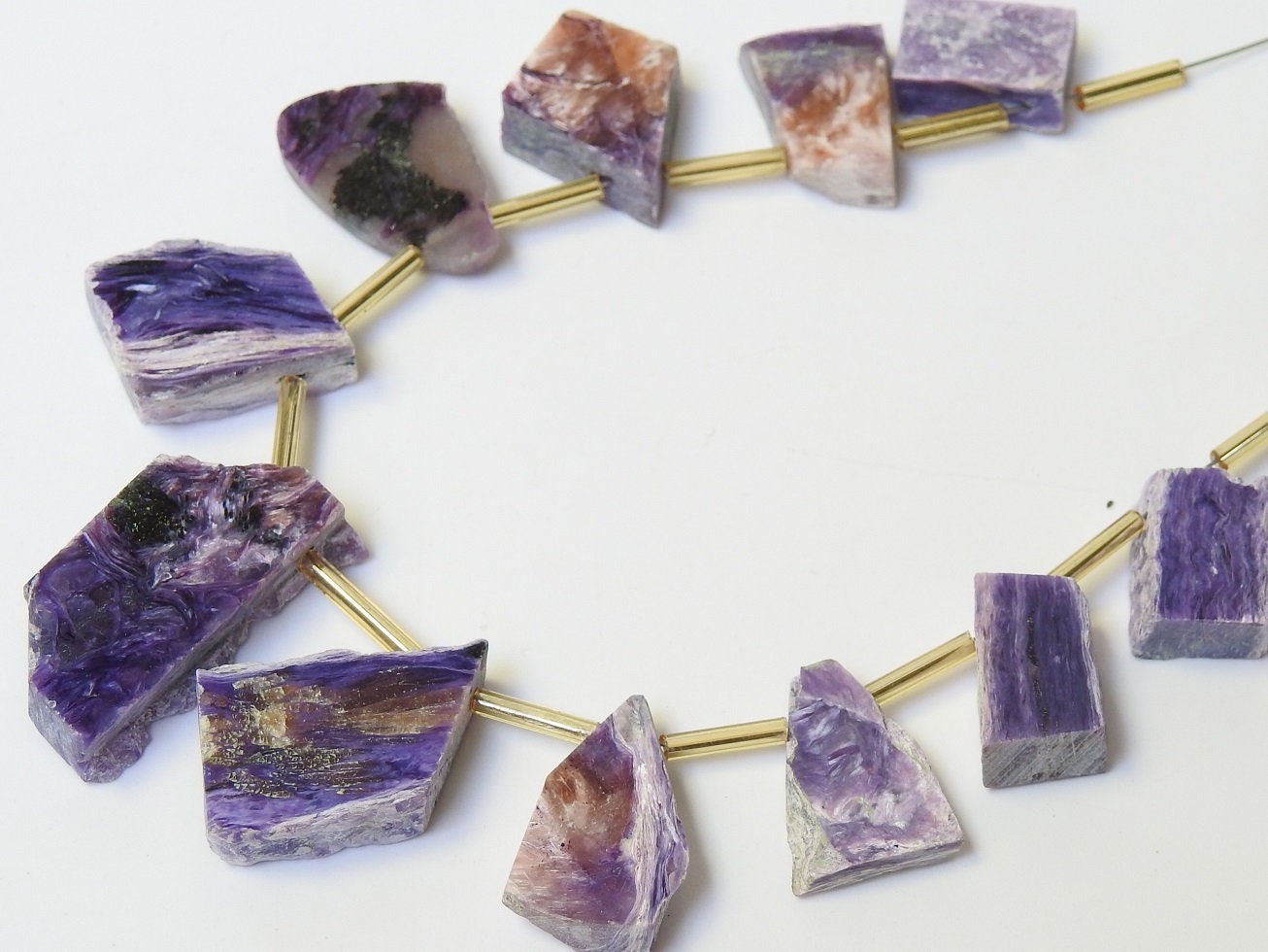 Charoite Polished Rough Slice,Slab,Stick,Loose Raw,11Piece Strand 24X11To12X12MM Approx,Wholesaler,Supplies,100%Natural PME-R4 | Save 33% - Rajasthan Living 20