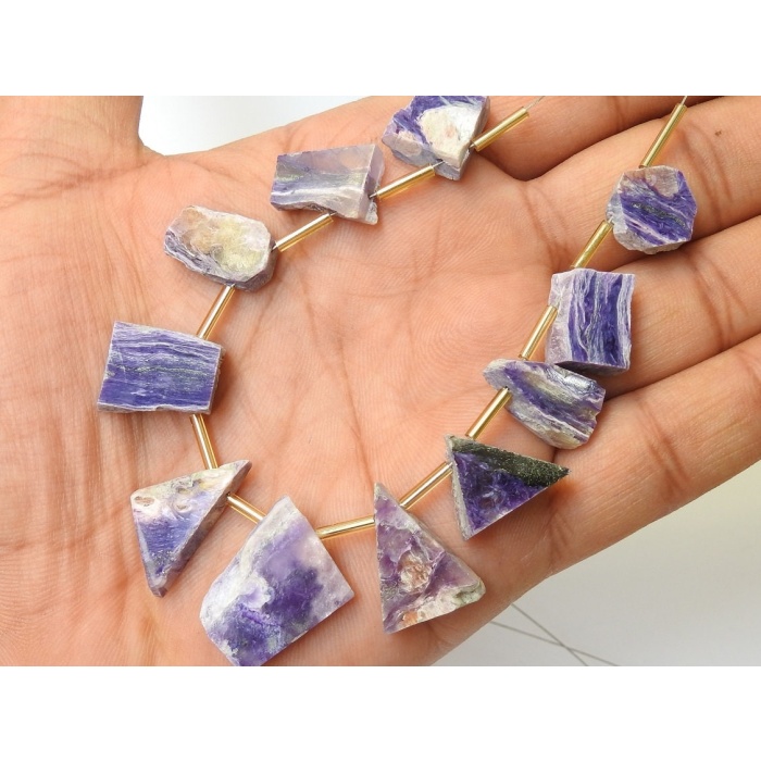 Charoite Polished Rough Slice,Slab,Stick,Loose Raw,11Piece Strand 24X11To12X12MM Approx,Wholesaler,Supplies,100%Natural PME-R4 | Save 33% - Rajasthan Living 9