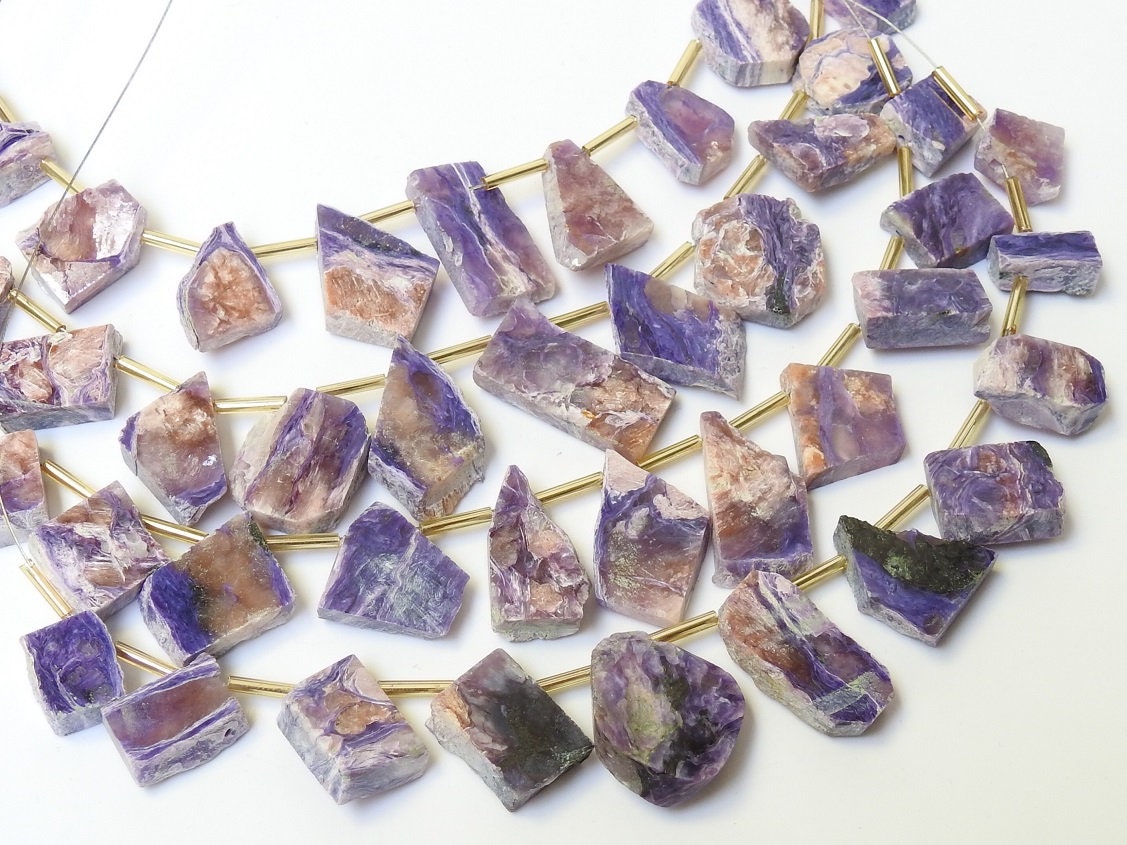 Charoite Polished Rough Slice,Slab,Stick,Loose Raw,11Piece Strand 24X11To12X12MM Approx,Wholesaler,Supplies,100%Natural PME-R4 | Save 33% - Rajasthan Living 17