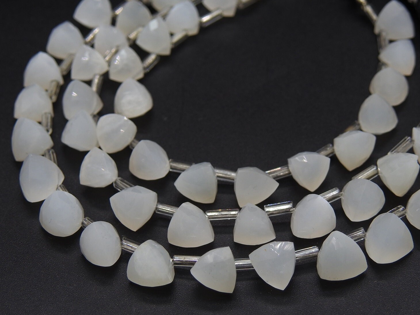 10Piece Strand,Natural White Moonstone Micro Faceted Trillions,Triangle,Drop,Briolettes,Wholesaler,Supplies 7X7MM Approx PME-BR2 | Save 33% - Rajasthan Living 14