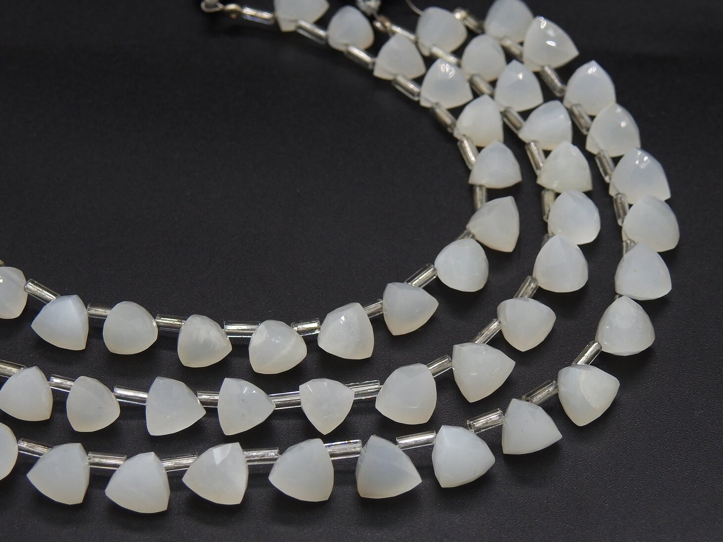 10Piece Strand,Natural White Moonstone Micro Faceted Trillions,Triangle,Drop,Briolettes,Wholesaler,Supplies 7X7MM Approx PME-BR2 | Save 33% - Rajasthan Living 13