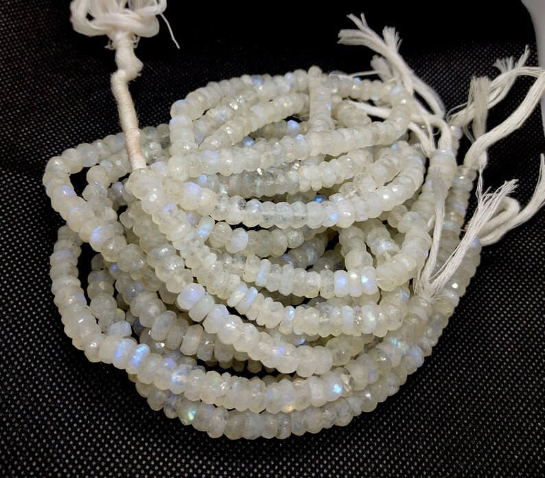 Natural Rainbow Moonstone 14″Inch Strand Faceted Rondelle Beads AA+ Quality Moonstone 7 MM 100% Natural Gemstone | Save 33% - Rajasthan Living 11