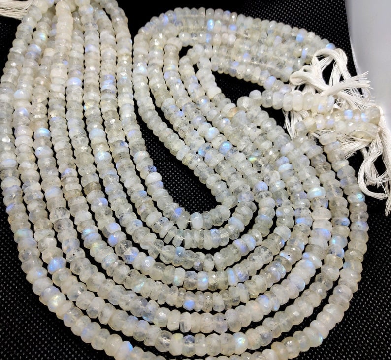 Natural Rainbow Moonstone 14″Inch Strand Faceted Rondelle Beads AA+ Quality Moonstone 7 MM 100% Natural Gemstone | Save 33% - Rajasthan Living 10