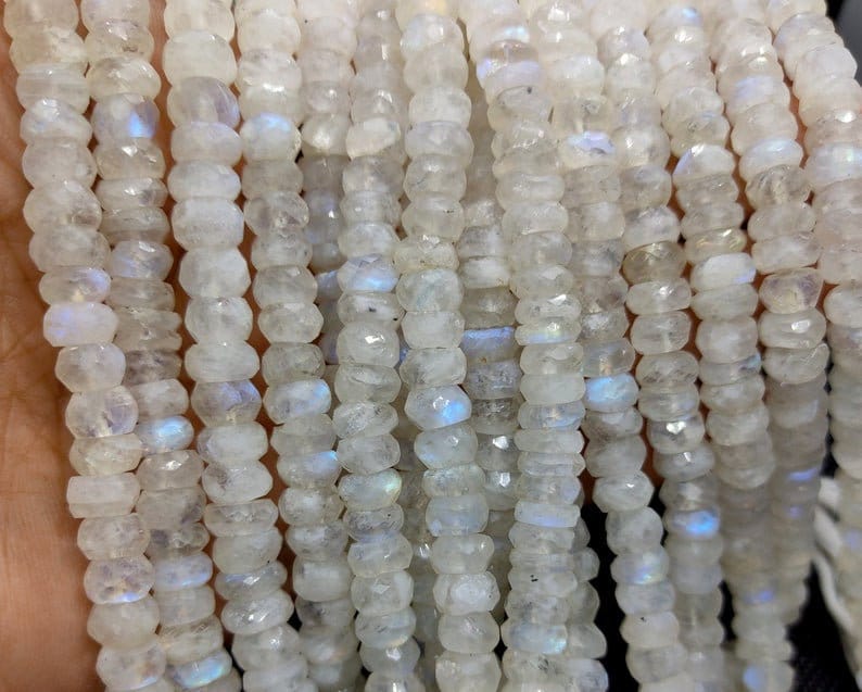 Natural Rainbow Moonstone 14″Inch Strand Faceted Rondelle Beads AA+ Quality Moonstone 7 MM 100% Natural Gemstone | Save 33% - Rajasthan Living 13