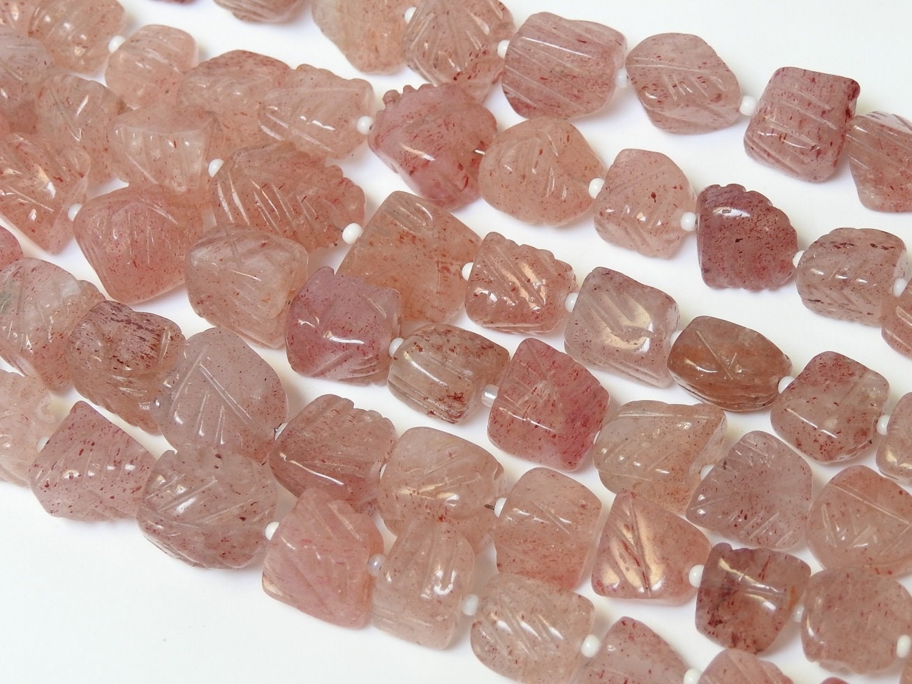 Strawberry Quartz Carving Bead,Tumble,Nuggets,Loose Stone,Handmade,For Making Jewelry,Wholesaler,12Inch 12X10To8X8MM Approx,PME-TU5 | Save 33% - Rajasthan Living 12