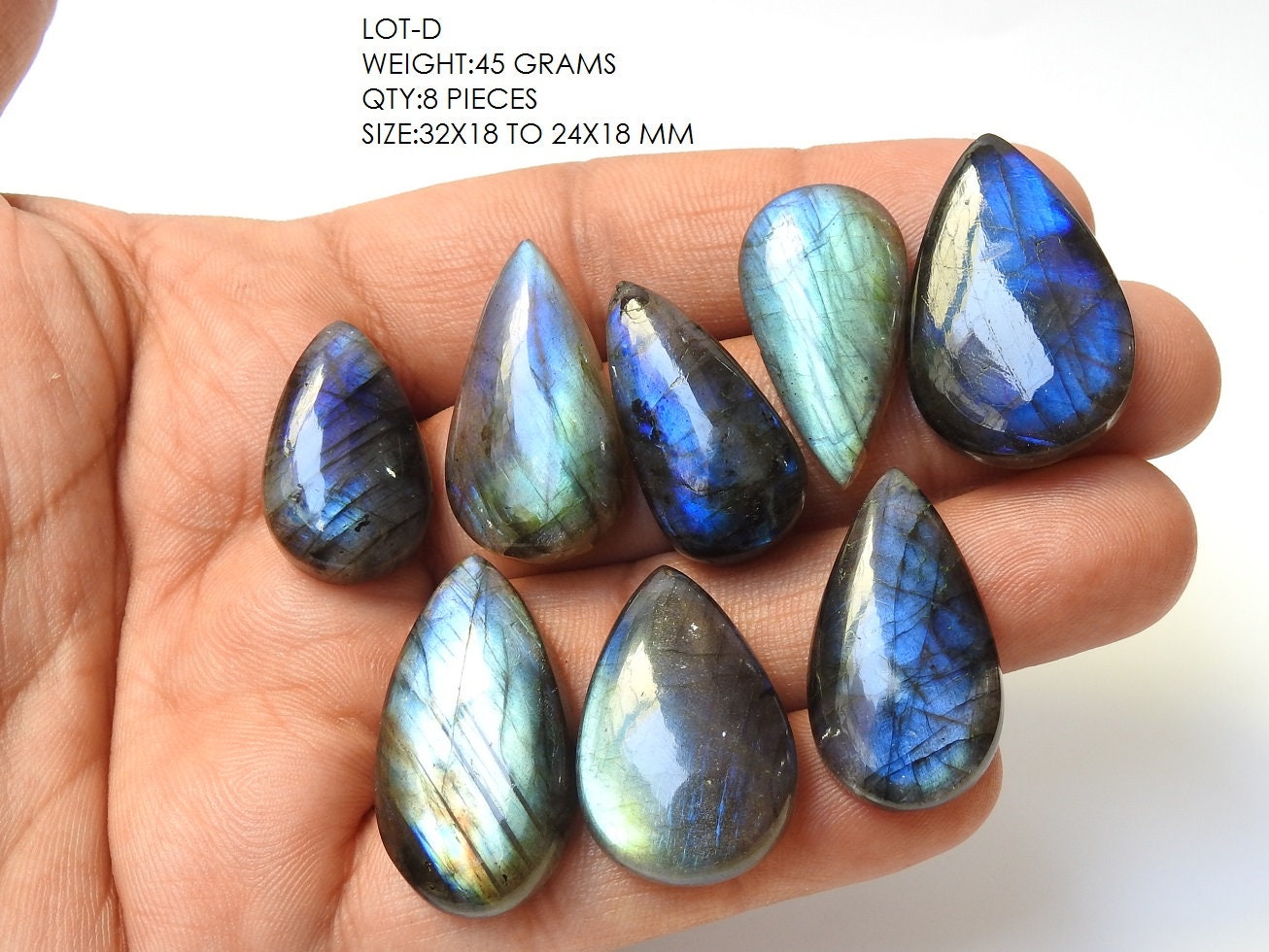 Labradorite Smooth Cabochon Lot,Blue Flashy Fire,Fancy Shapes,Loose Stone,Handmade Gemstone,For Making Pendents,Jewelry 100%Natural PME(C1) | Save 33% - Rajasthan Living 18