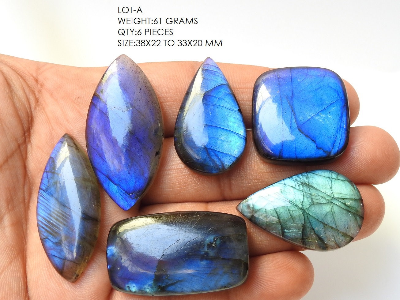 Labradorite Smooth Cabochon Lot,Blue Flashy Fire,Fancy Shapes,Loose Stone,Handmade Gemstone,For Making Pendents,Jewelry 100%Natural PME(C1) | Save 33% - Rajasthan Living 15