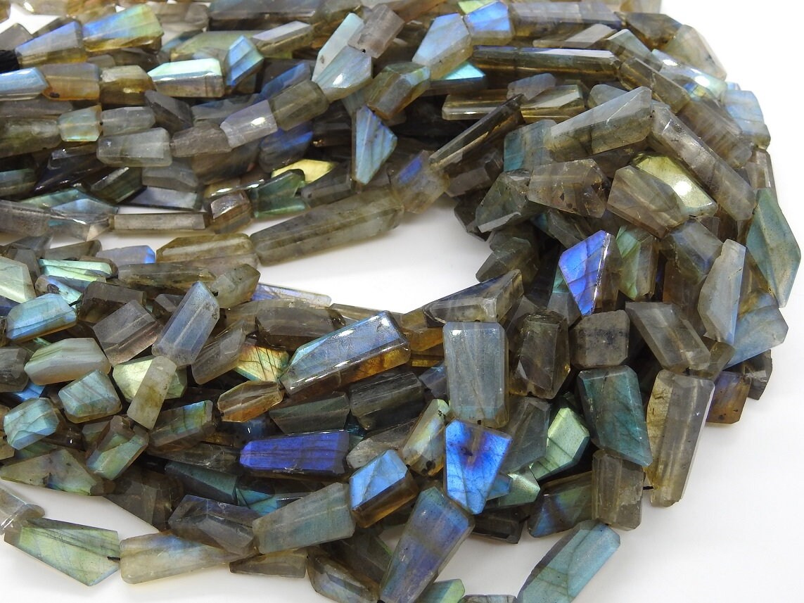 100%Natural ,Labradorite Faceted Tumble,Nuggets,Multi Flashy Fire,Handmade,Step Cut 14Inch Strand 20X8To10X5MM Approx (pme)TU2 | Save 33% - Rajasthan Living 15